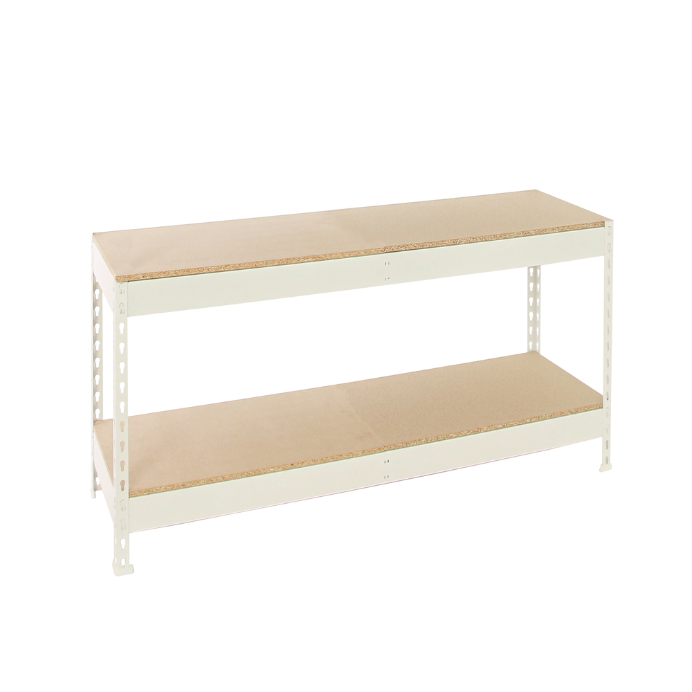 Étagère charge moyenne 500 à 600kg - 900x1500x450 - 2 niveaux Blanc/Bois - SIMON RACK - 8425437151972