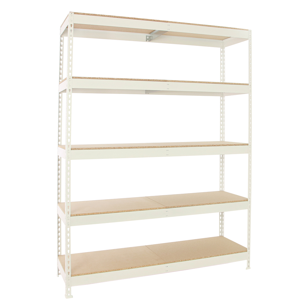 Étagère charge moyenne 500 à 600kg - 2000x1800x450 - 5 niveaux Blanc/Bois - SIMON RACK - 8425437152580