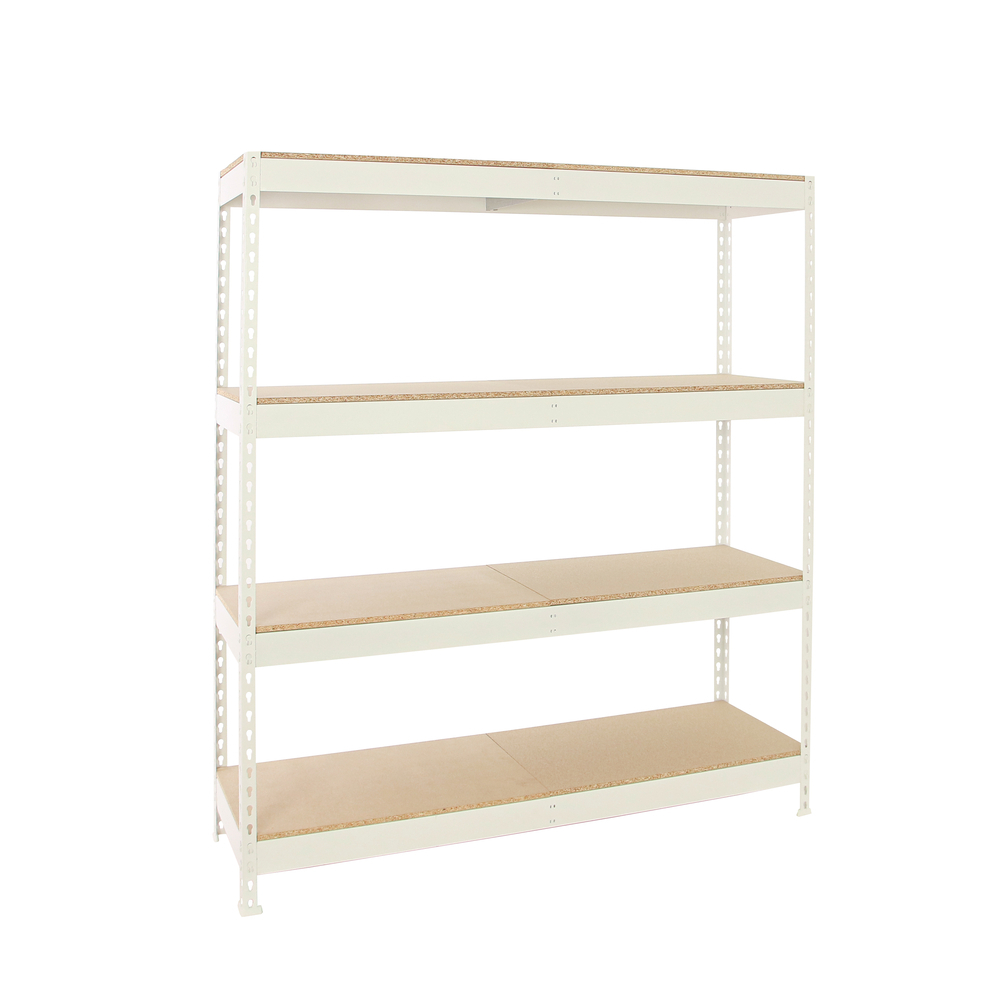 Étagère charge moyenne 500 à 600kg - 2000x1800x600 - 4 niveaux Blanc/Bois - SIMON RACK - 8425437152641