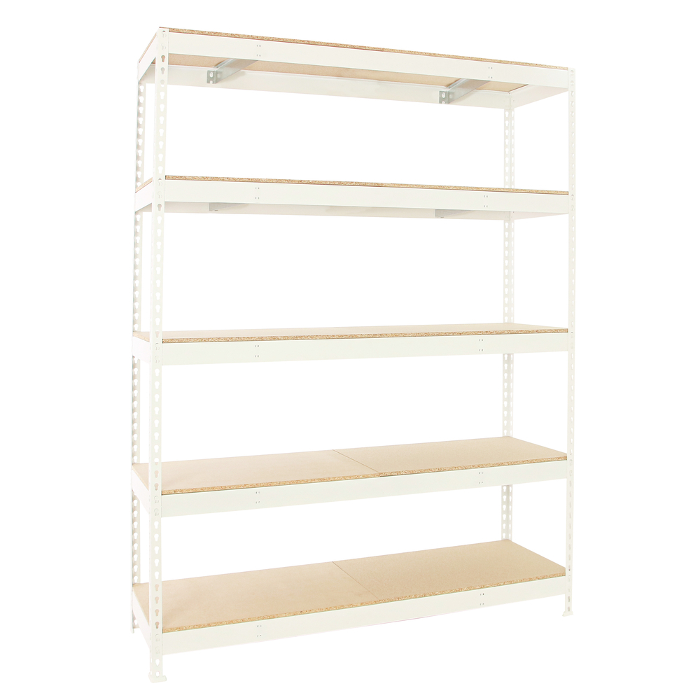 Étagère charge moyenne 500 à 600kg - 2000x2400x450 - 5 niveaux Blanc/Bois - SIMON RACK - 8425437153303