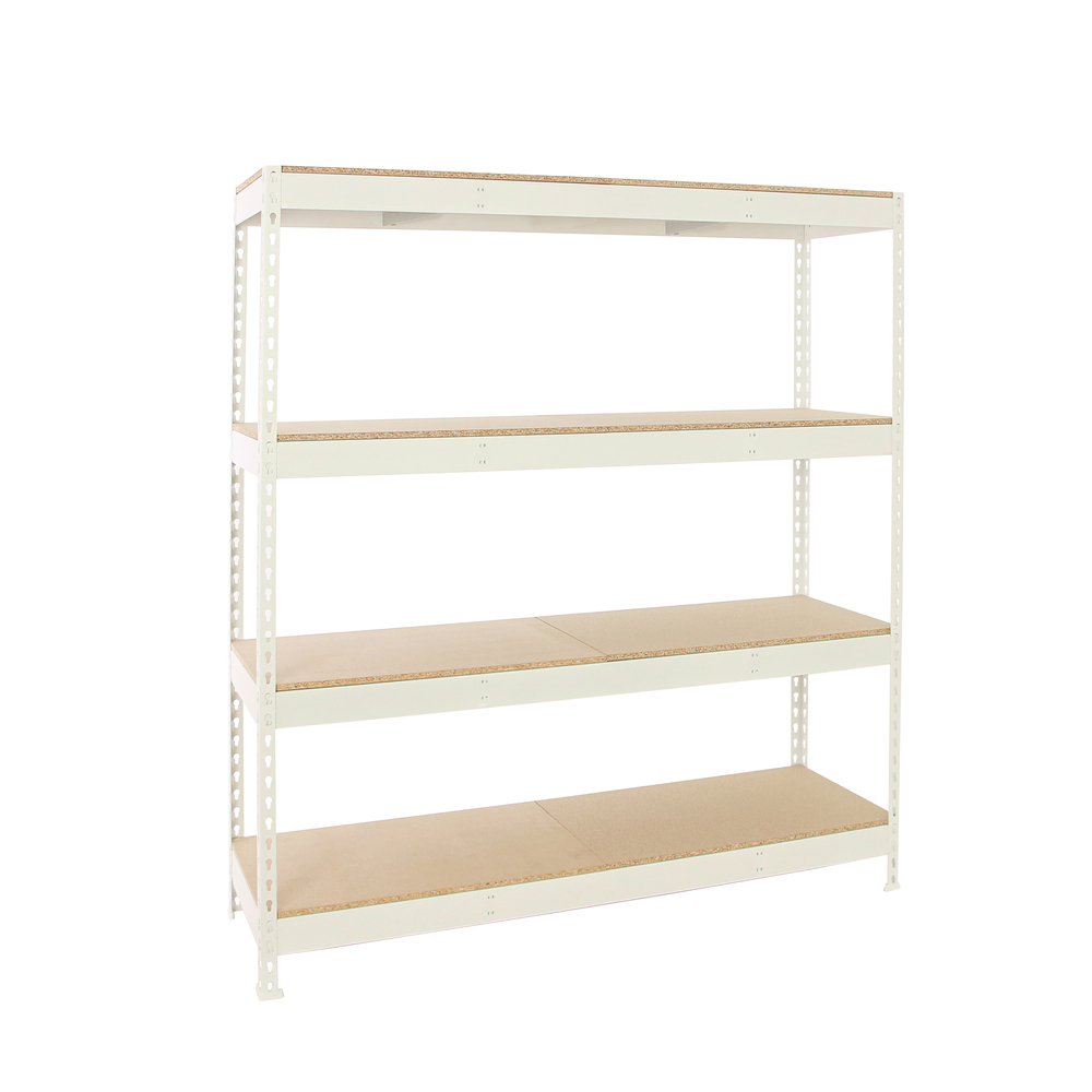 Étagère charge moyenne 500 à 600kg - 2000x2400x600 - 4 niveaux Blanc/Bois - SIMON RACK - 8425437153365