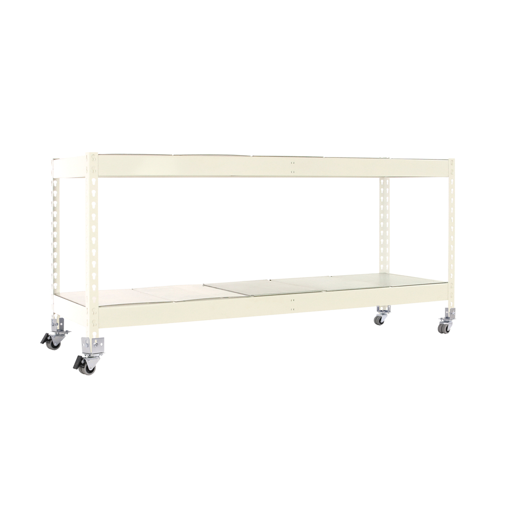 Étagère mobile charge moyenne 75kg - 975x1500x750 - 2 niveaux Blanc - SIMON RACK - 8425437154164