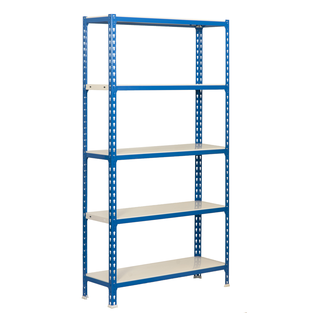 Rayonnage métallique léger sans vis 1800x900x300 - 5 niveaux Bleu/Blanc - SIMON RACK - 8435104907290