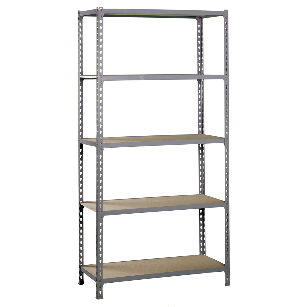 Rayonnage bois-métal léger sans vis 1800x900x300 - 5 niveaux Gris/Bois - SIMON RACK - 8435104907450