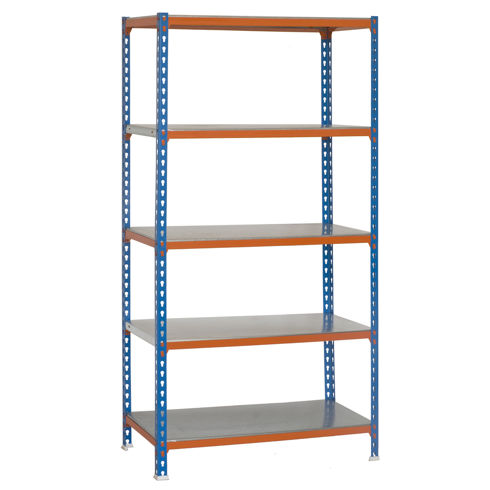 Rayonnage métallique léger sans vis 1800x900x300 - 5 niveaux Bleu/Orange - SIMON RACK - 8435104912683