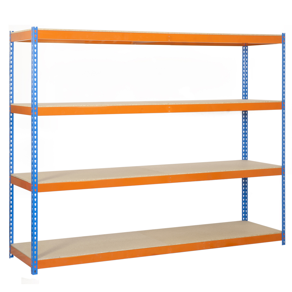 Étagère charge moyenne 400kg - 2000x1500x600 - 4 niveaux Bleu/Orange/Bois - SIMON RACK - 8435104921593