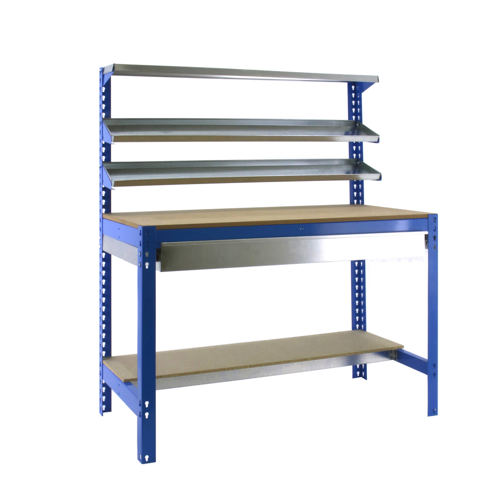 Kit établi Bricolage - 1445x1510x760 - 5 niveaux Bleu/Bois - SIMON RACK - 8435104932445