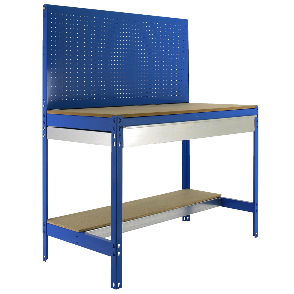 Kit établi Bricolage - 1445x910x610 - 2 niveaux Bleu/Bois - SIMON RACK - 8435104932476