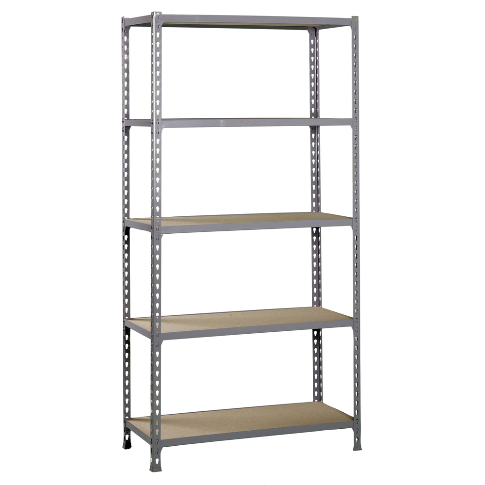 Rayonnage bois-métal léger sans vis 2000x1100x400 - 5 niveaux Gris/Bois - SIMON RACK - 8435104937310