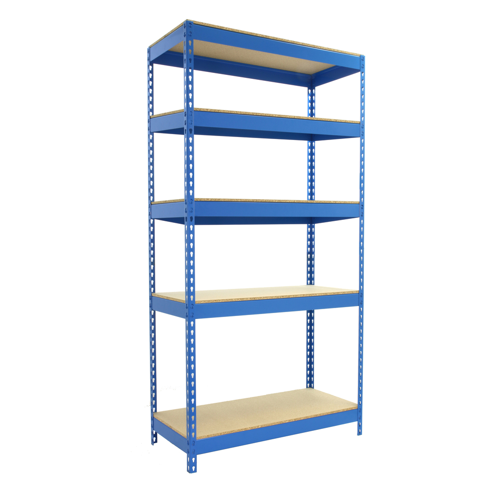 Étagère charge moyenne 300 kg 2000x1200x450 - 5 niveaux Bleu/Bois - SIMON RACK - 8435104938591