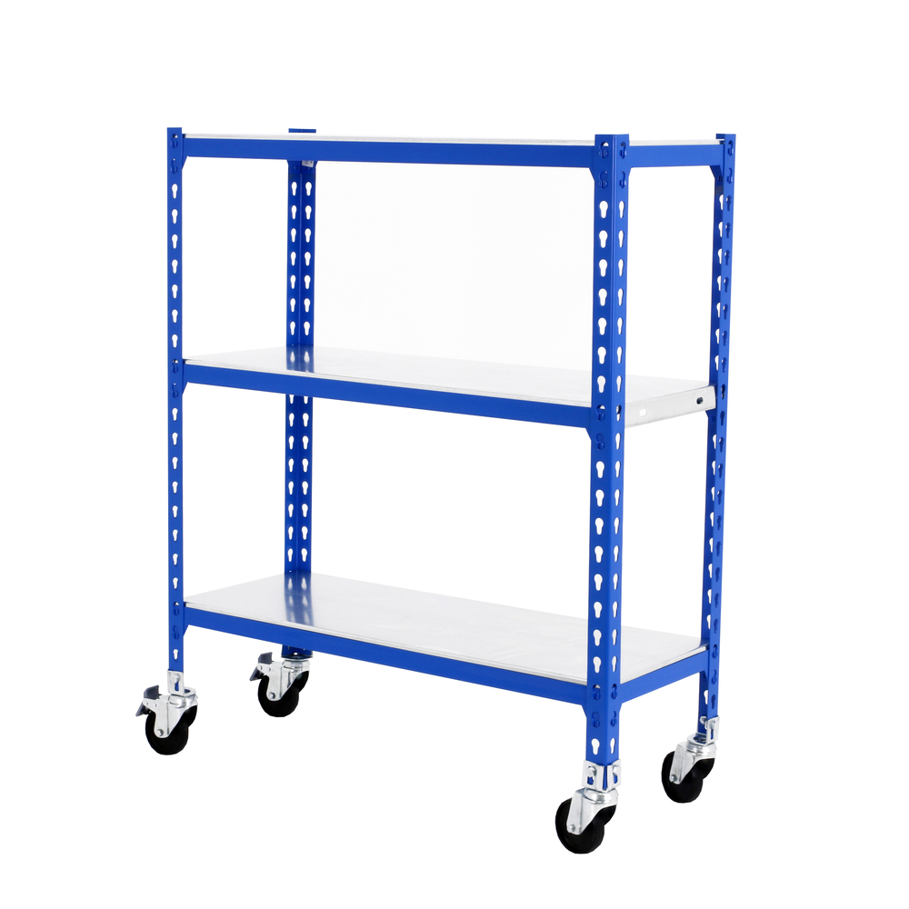 Rayonnage mobile métallique léger sans vis 975x800x500 - 3 niveaux Bleu - SIMON RACK - 8435104953082