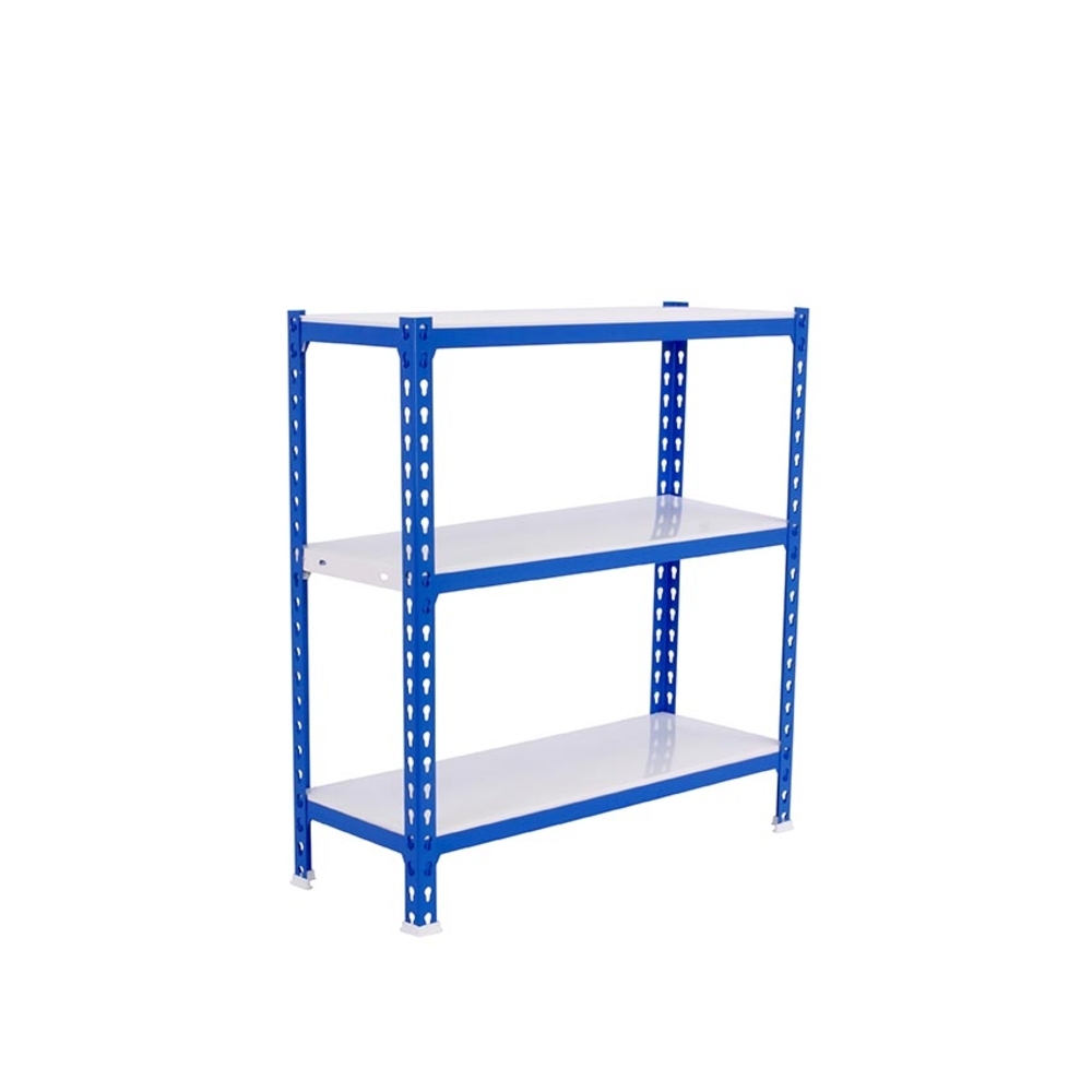 Rayonnage métallique léger sans vis 900x900x500 - 3 niveaux Bleu/Blanc - SIMON RACK - 8435104953587