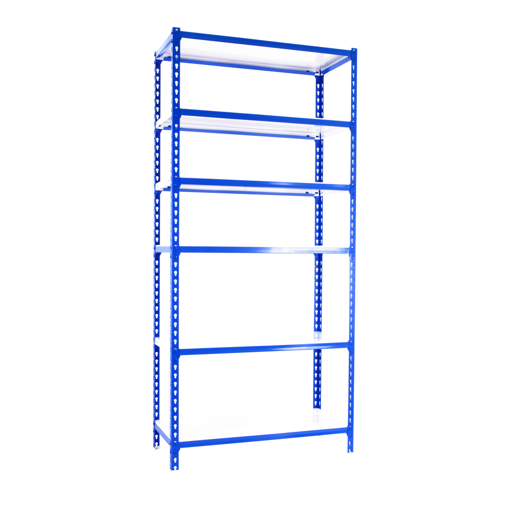 Rayonnage métallique léger sans vis 2500x800x300 - 6 niveaux Bleu/Blanc - SIMON RACK - 8435104953709