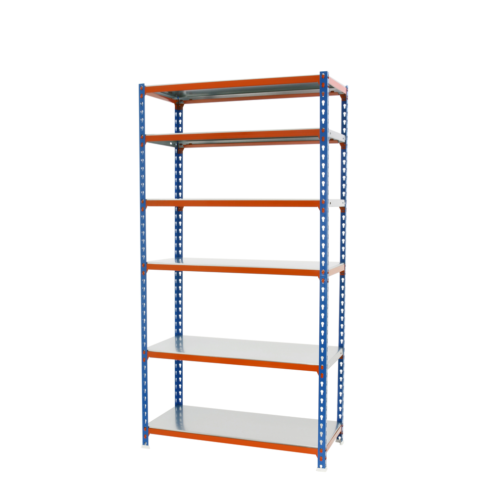 Rayonnage métallique léger sans vis 2500x900x300 - 6 niveaux Bleu/Orange - SIMON RACK - 8435104953754