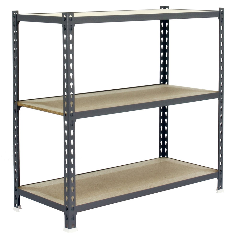 Rayonnage bois-métal léger sans vis 900x900x500 - 3 niveaux Gris/Bois - SIMON RACK - 8435104955024