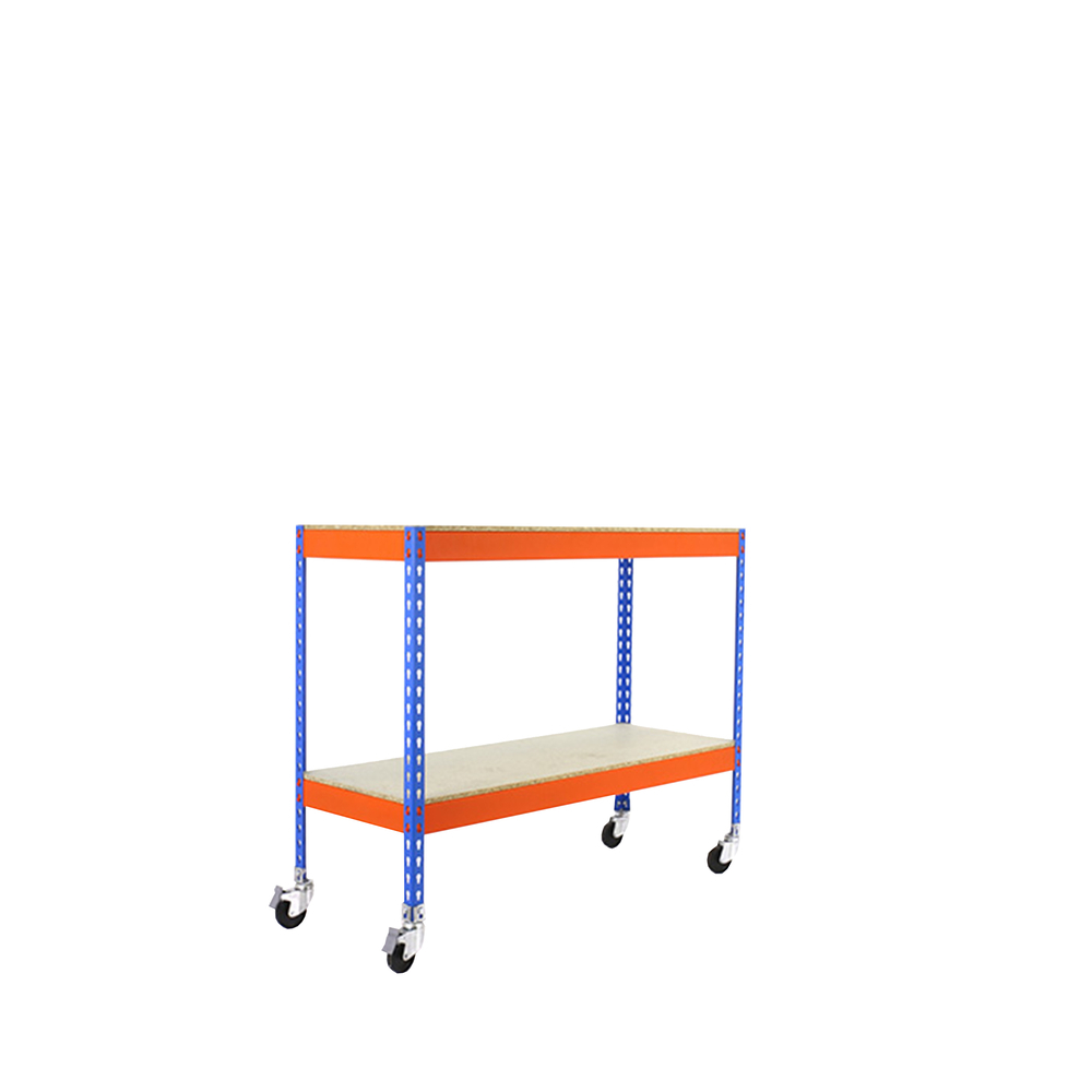 Étagère mobile charge moyenne 75kg - 975x1500x600 - 2 niveaux Bleu/Orange - SIMON RACK - 8435104956366
