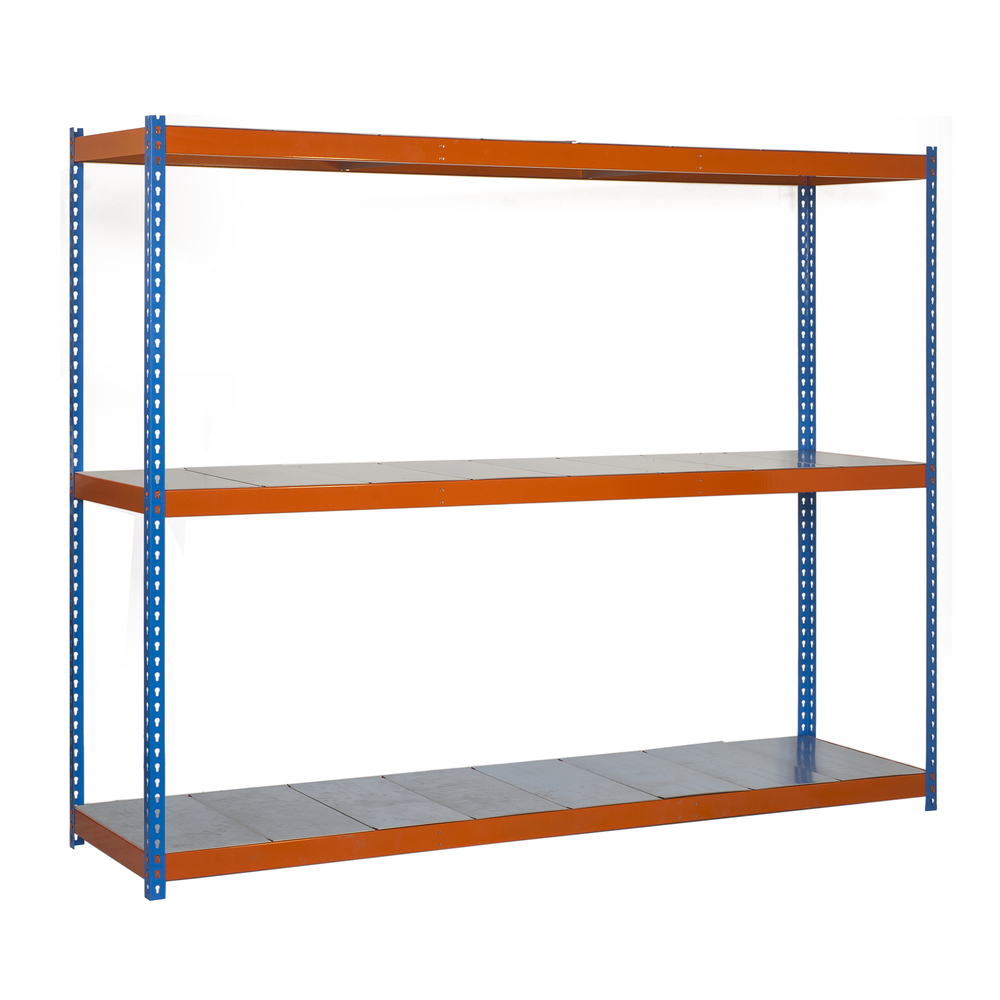 Étagère charge moyenne 500 à 600kg - 1500x1200x750 - 3 niveaux Bleu/Orange/Galvanisé - SIMON RACK - 8435104957226