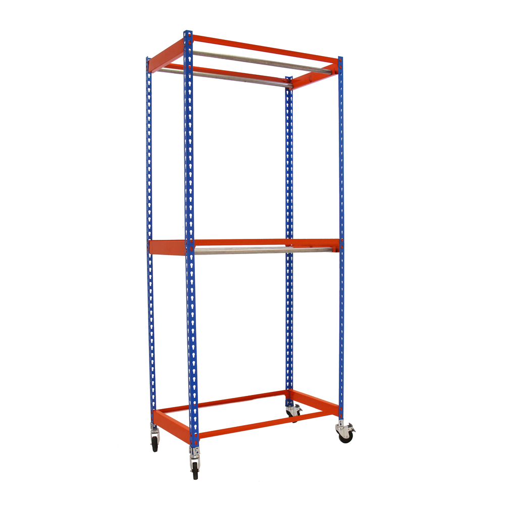 Rayonnage pour vêtements 2075x900x750 - 2 niveaux Bleu/Orange - SIMON RACK - 8435104958650
