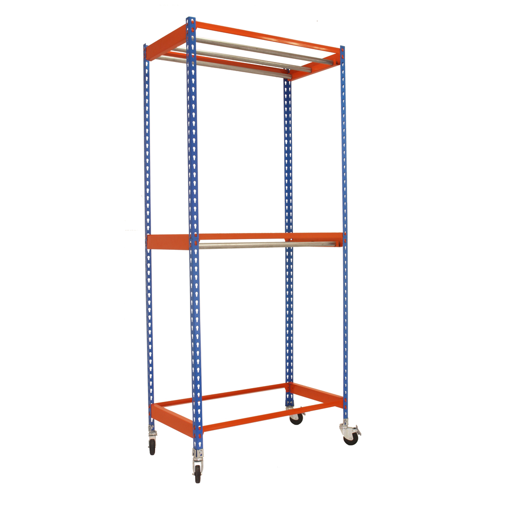 Rayonnage pour vêtements 3075x1200x750 - 2 niveaux Bleu - SIMON RACK - 8435104959459