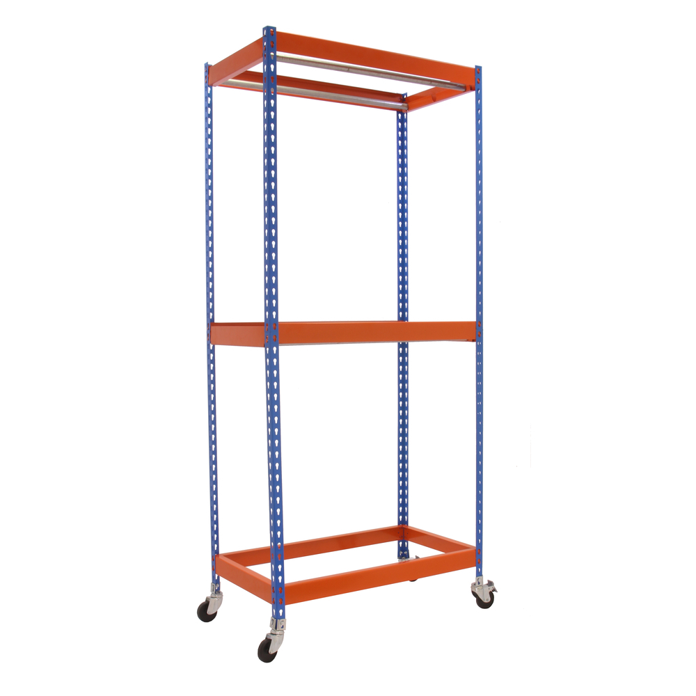 Rayonnage pour vêtements 75x1500x750 - 2 niveaux Bleu/Orange - SIMON RACK - 8435104959619