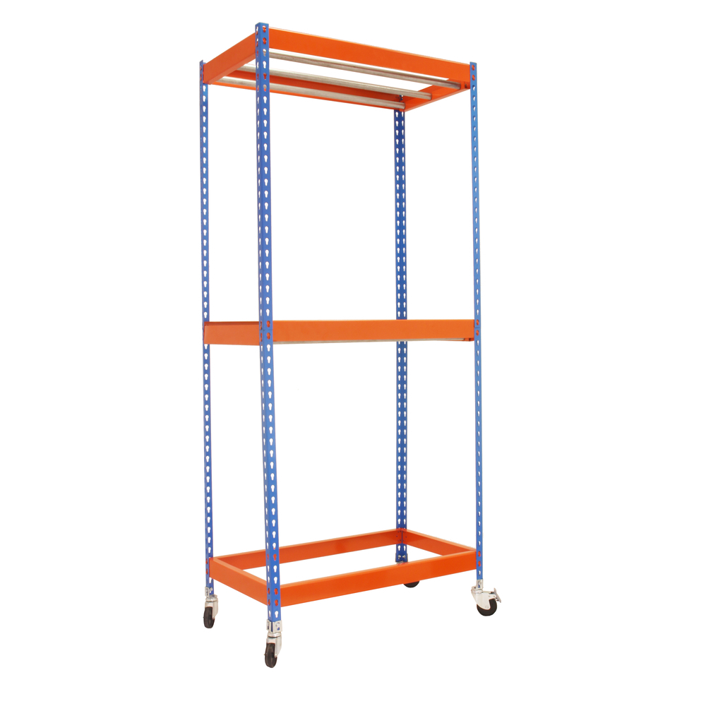 Rayonnage pour vêtements 3075x1500x750 - 2 niveaux Bleu/Orange - SIMON RACK - 8435104959930