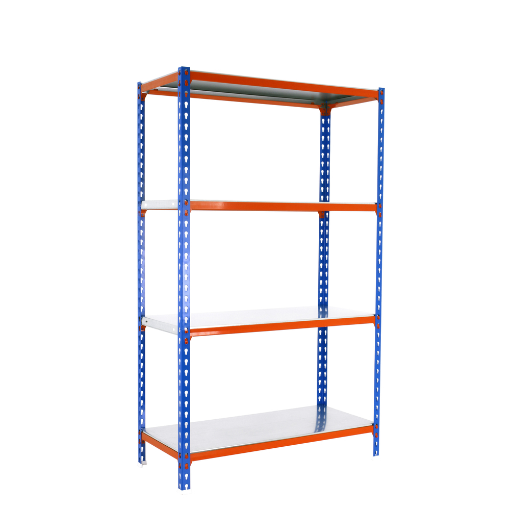 Rayonnage métallique léger sans vis 1500x800x300 - 4 niveaux Bleu/Orange - SIMON RACK - 8435104960387