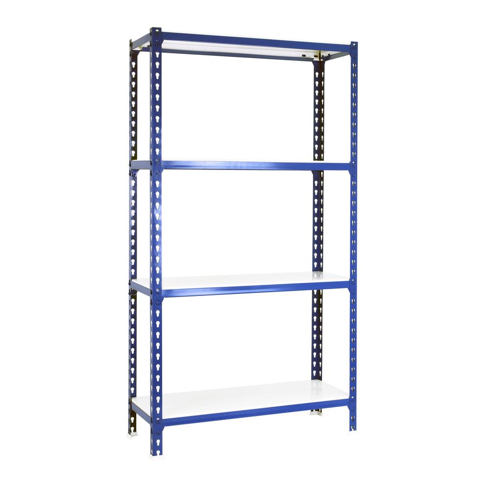 Rayonnage métallique léger sans vis 1500x1100x400 - 4 niveaux Bleu/Blanc - SIMON RACK - 8435104960653