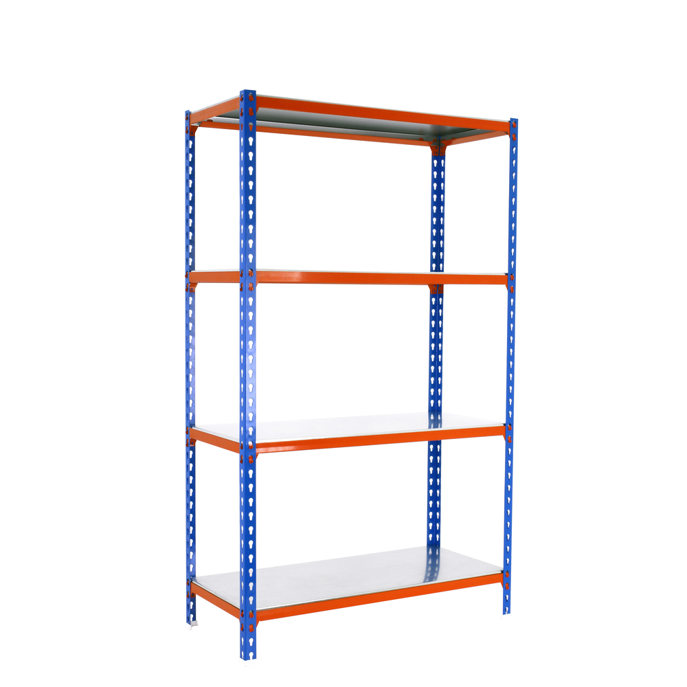 Rayonnage métallique léger sans vis 1500x1100x400 - 4 niveaux Bleu/Orange - SIMON RACK - 8435104960660