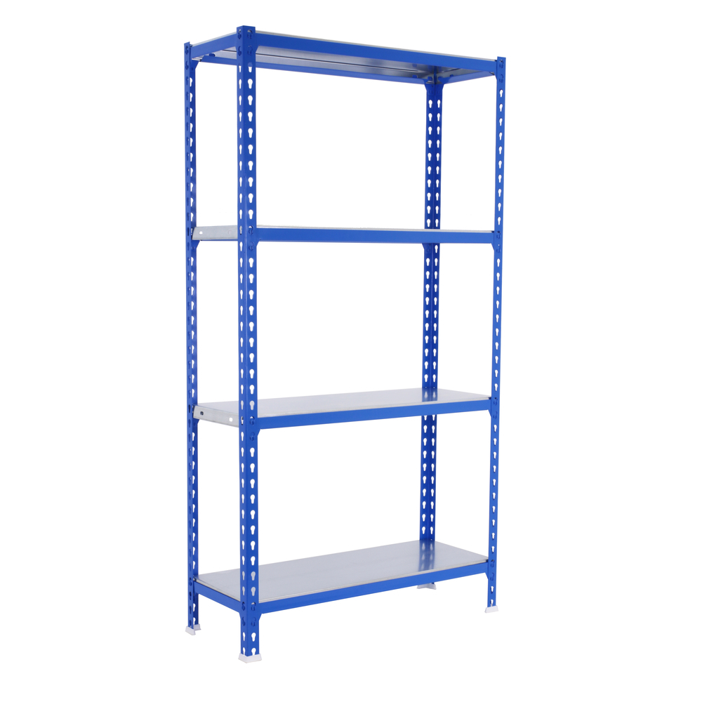 Rayonnage métallique léger sans vis 1500x1000x500 - 4 niveaux Bleu - SIMON RACK - 8435104960790
