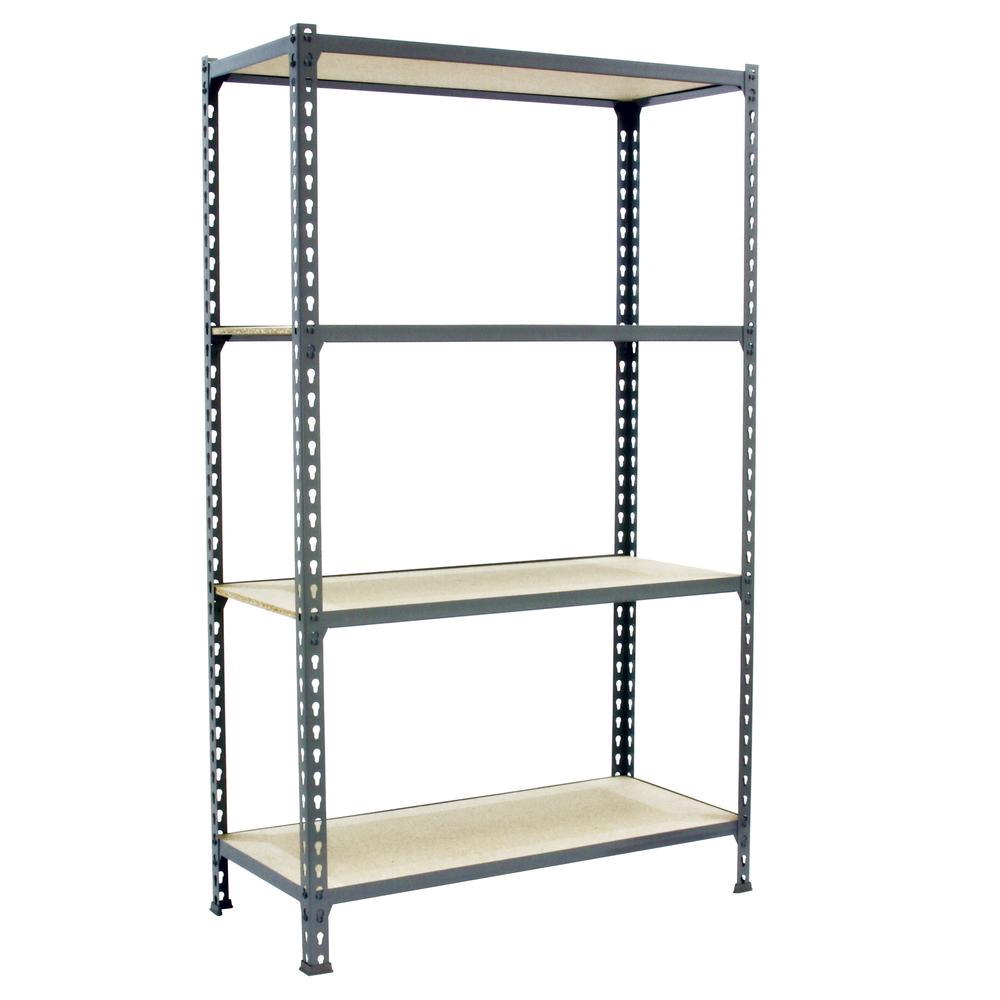 Rayonnage bois-métal léger sans vis 1500x900x300 - 4 niveaux Gris/Bois - SIMON RACK - 8435104960899