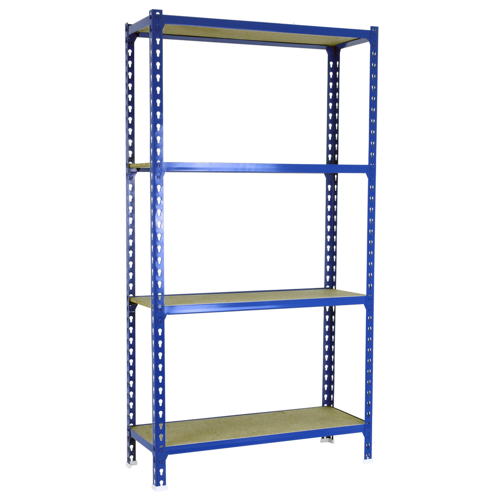 Rayonnage bois-métal léger sans vis 1500x900x400 - 4 niveaux Bleu/Bois - SIMON RACK - 8435104961063