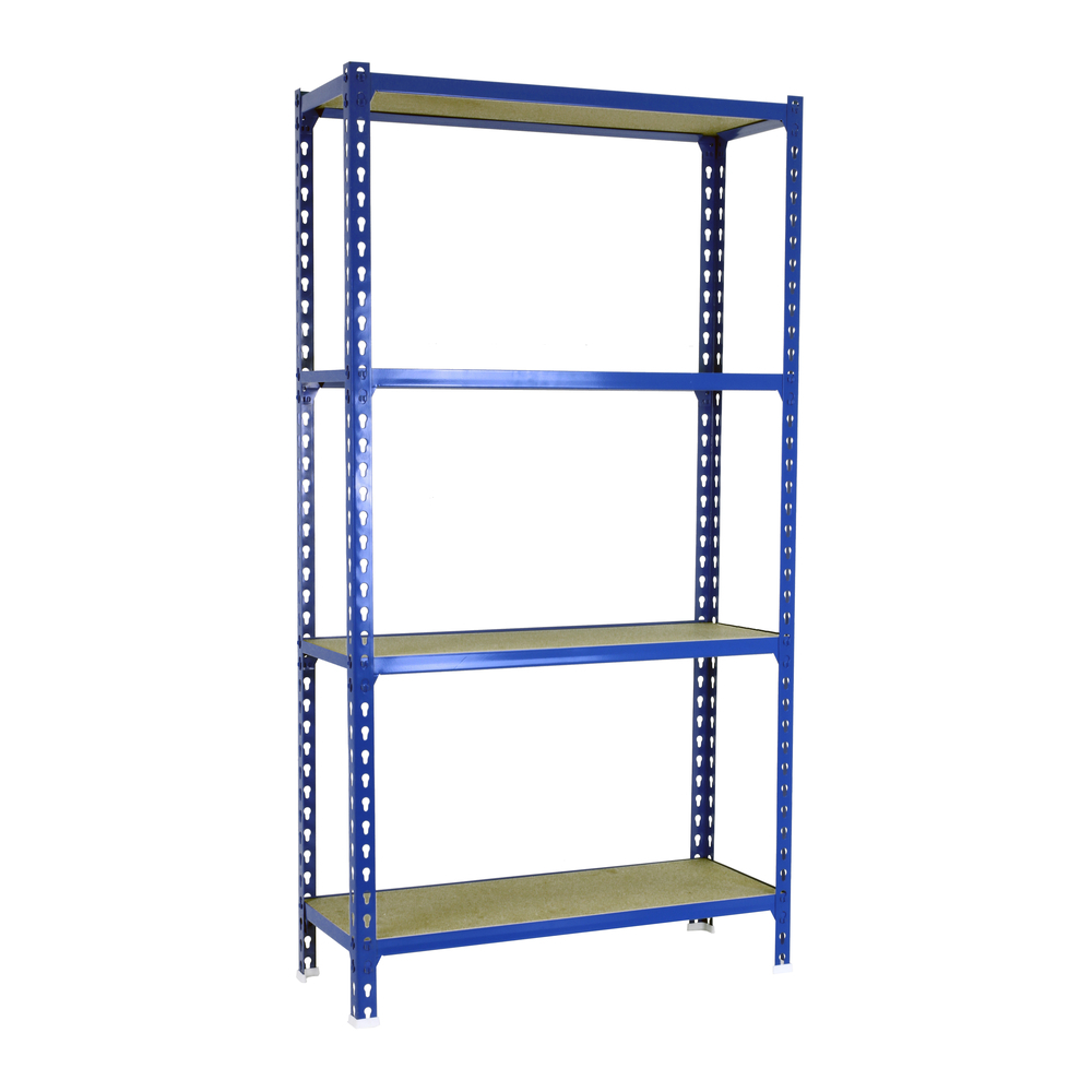 Rayonnage bois-métal léger sans vis 1500x1100x400 - 4 niveaux Bleu/Bois - SIMON RACK - 8435104961148