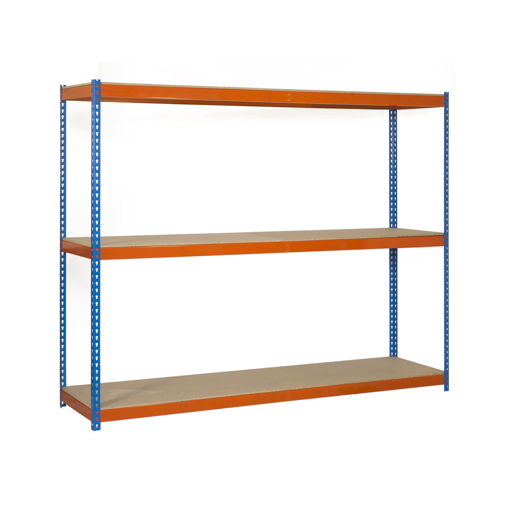 Étagère charge moyenne 500 à 600kg - 1500x1500x750 - 3 niveaux Bleu/Orange/Bois - SIMON RACK - 8435104961438