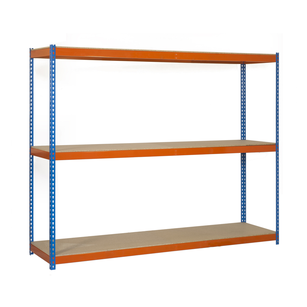 Étagère charge moyenne 400kg - 1500x1200x750 - 3 niveaux Bleu/Orange/Bois - SIMON RACK - 8435104961575