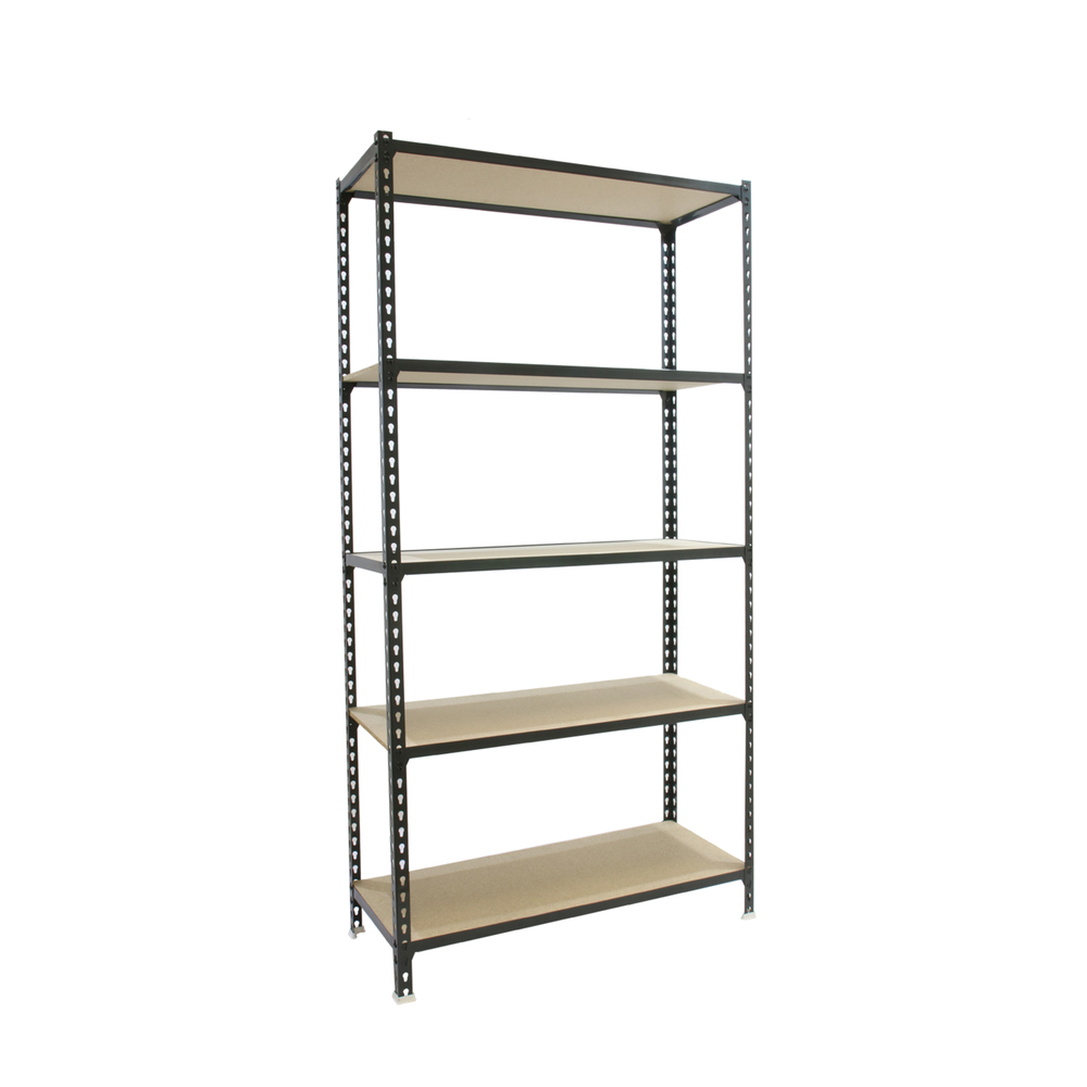 Rayonnage bois-métal léger sans vis 2000x1000x500 - 5 niveaux Anthracite/Bois - SIMON RACK - 8435104962282