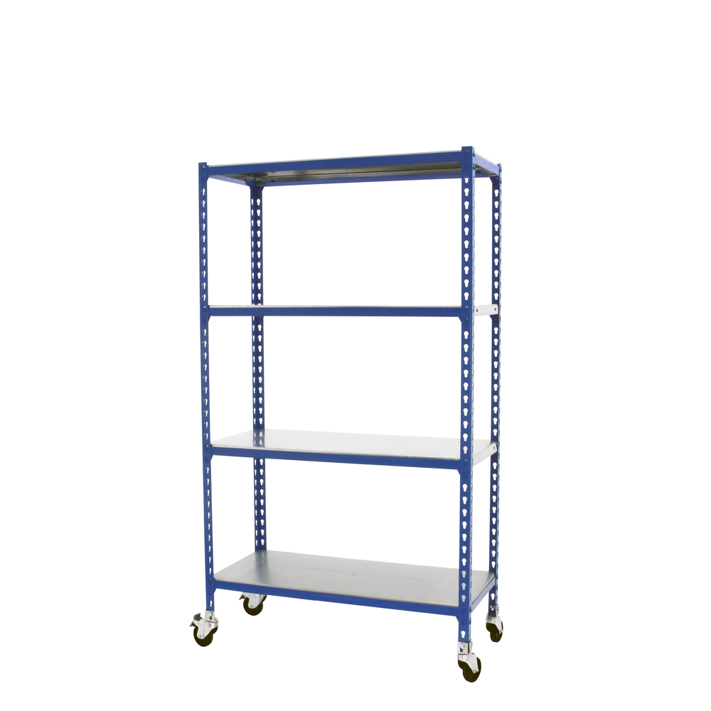 Rayonnage mobile métallique léger sans vis 1575x900x300 - 4 niveaux Bleu - SIMON RACK - 8435104962909