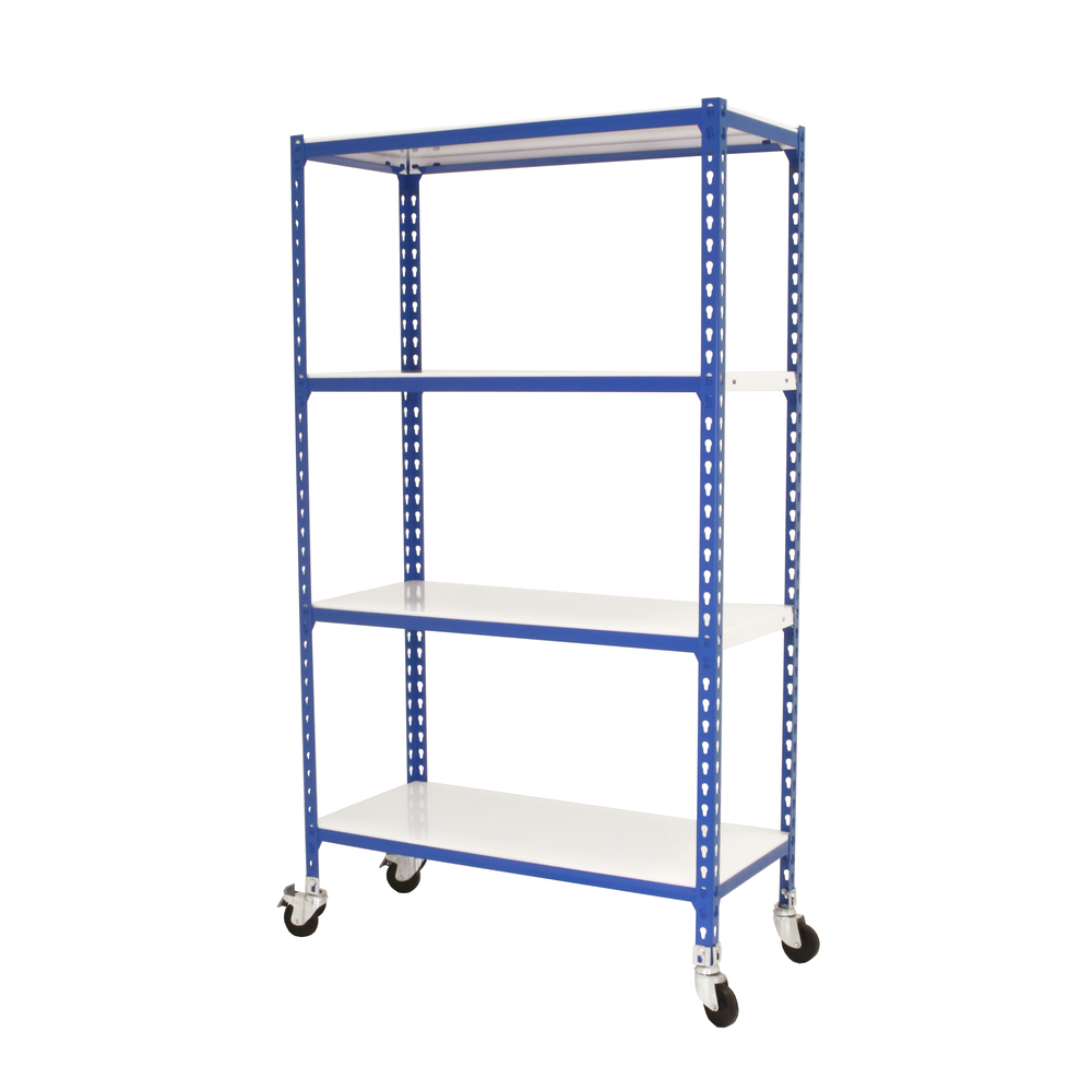 Rayonnage mobile métallique léger sans vis 1575x900x400 - 4 niveaux Bleu/Blanc - SIMON RACK - 8435104963043