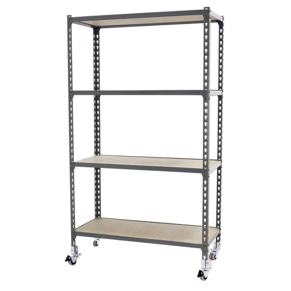 Rayonnage mobile bois-métal léger sans vis 1575x1100x400 - 4 niveaux Gris - SIMON RACK - 8435104963609