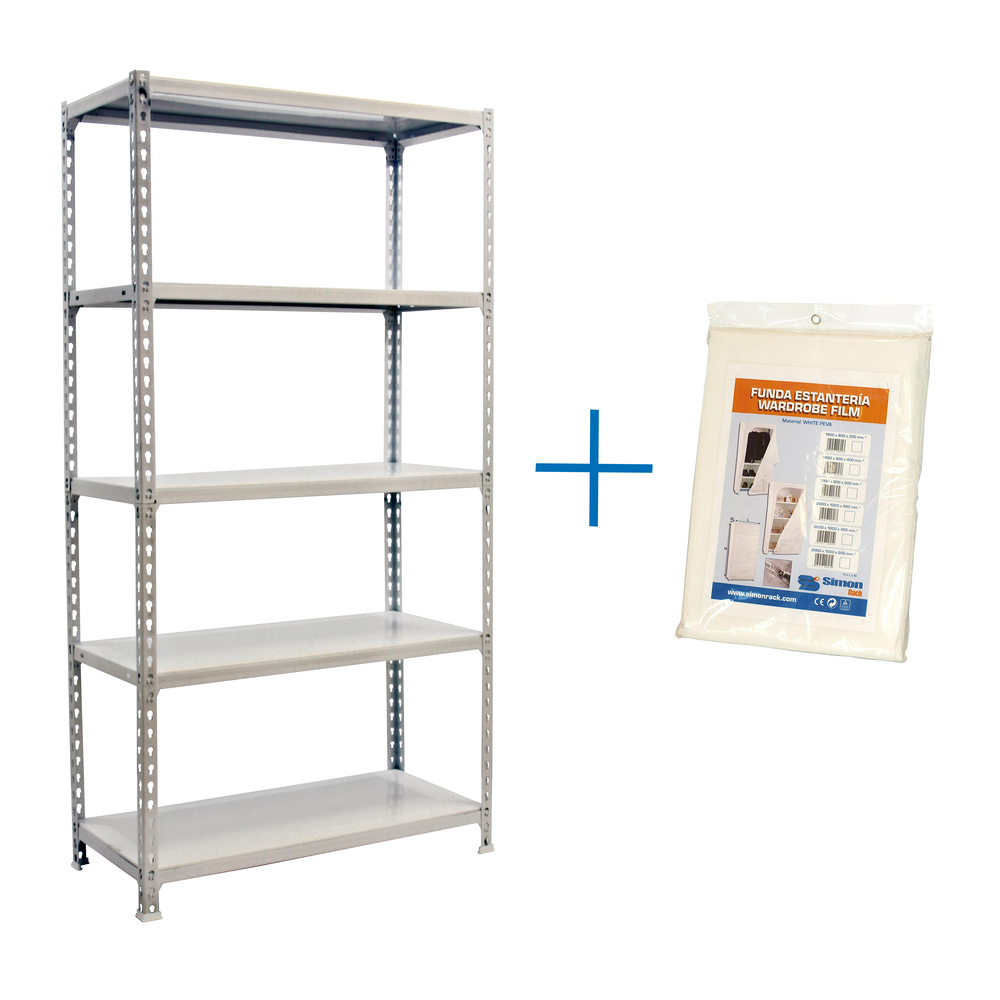 Rayonnage métallique léger sans vis 1800x900x300 - 5 niveaux Blanc - SIMON RACK - 8435104973820