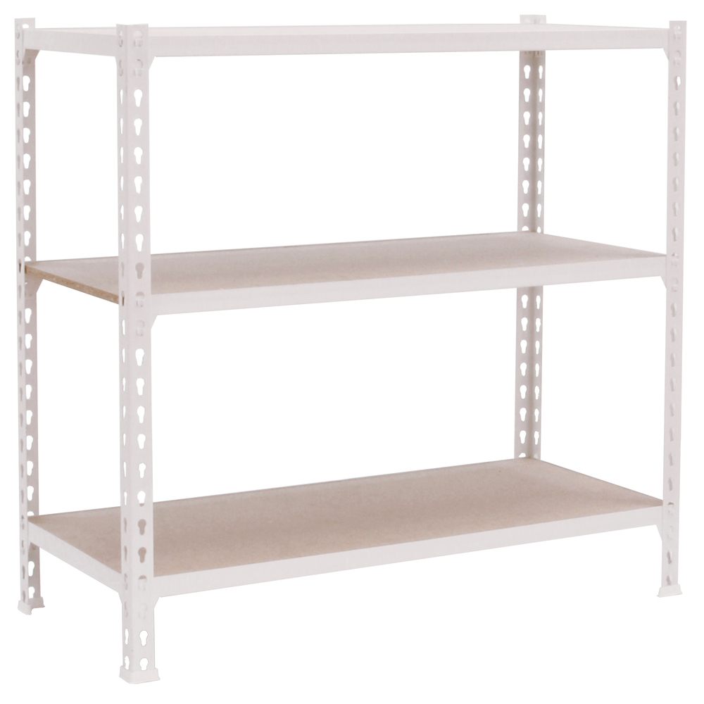 Rayonnage bois-métal léger sans vis 900x900x400 - 3 niveaux Blanc/Bois - SIMON RACK - 8435104974889