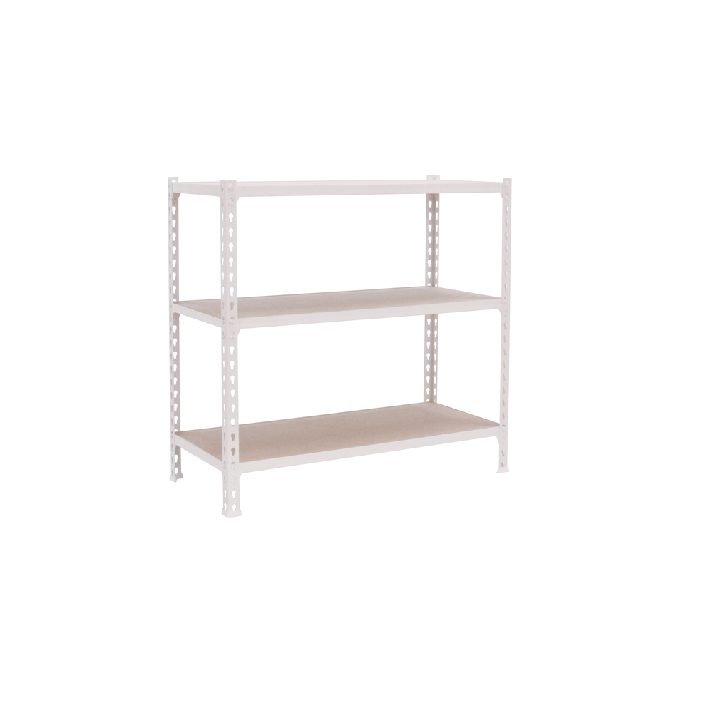 Rayonnage bois-métal léger sans vis 900x1100x500 - 3 niveaux Blanc/Bois - SIMON RACK - 8435104974940
