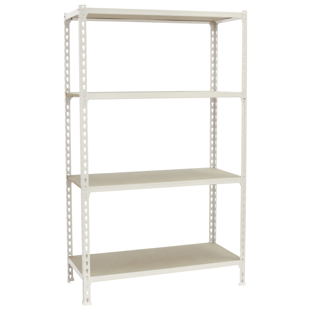 Rayonnage bois-métal léger sans vis 1500x800x400 - 4 niveaux Blanc/Bois - SIMON RACK - 8435104975114
