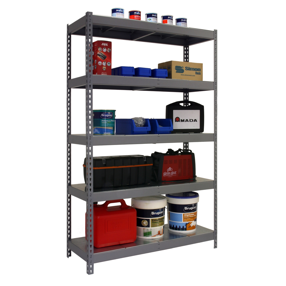Étagère charge moyenne 300 kg 2000x1000x450 - 5 niveaux Gris - SIMON RACK - 8435104977439