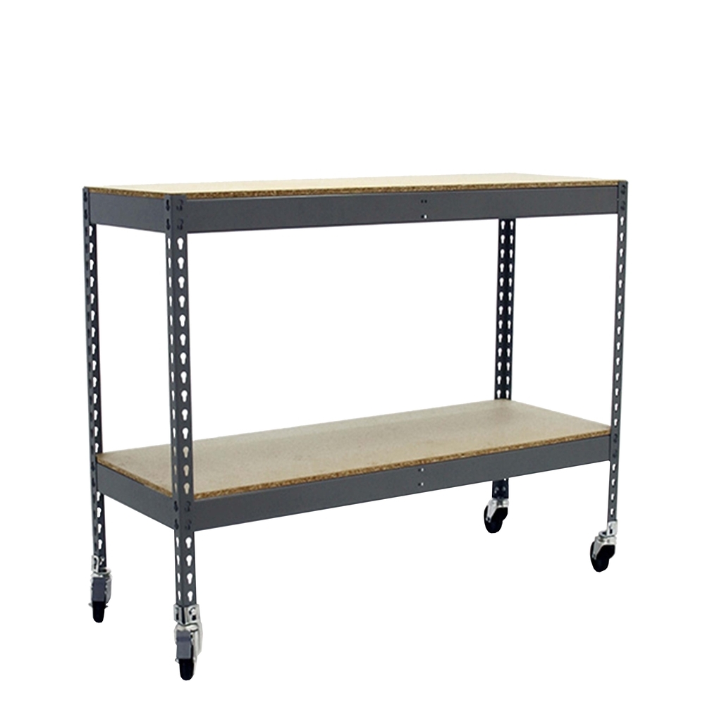 Étagère mobile charge moyenne 75kg - 975x1500x750 - 2 niveaux Gris/Bois - SIMON RACK - 8435104977880