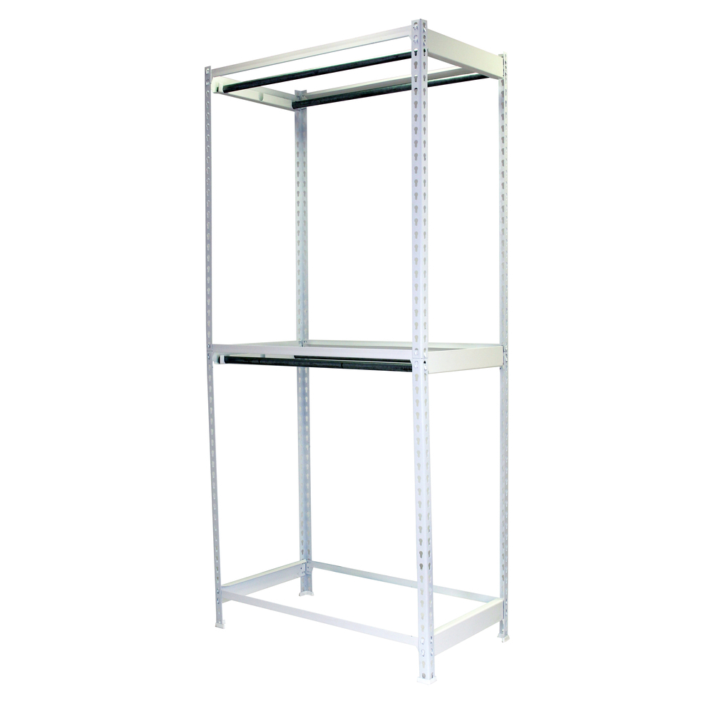 Rayonnage pour vêtements 2000x900x750 - 2 niveaux Blanc - SIMON RACK - 8435104978498