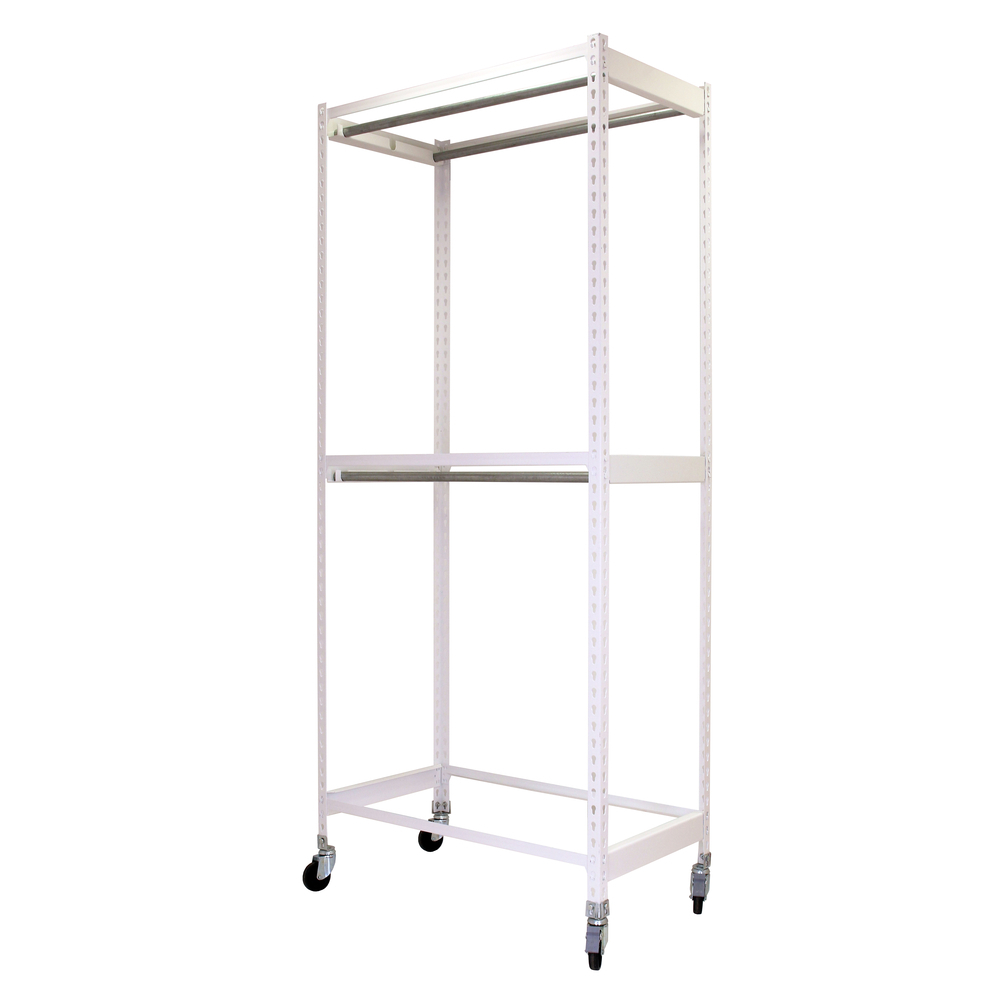Rayonnage pour vêtements 2075x900x750 - 2 niveaux Blanc - SIMON RACK - 8435104978504