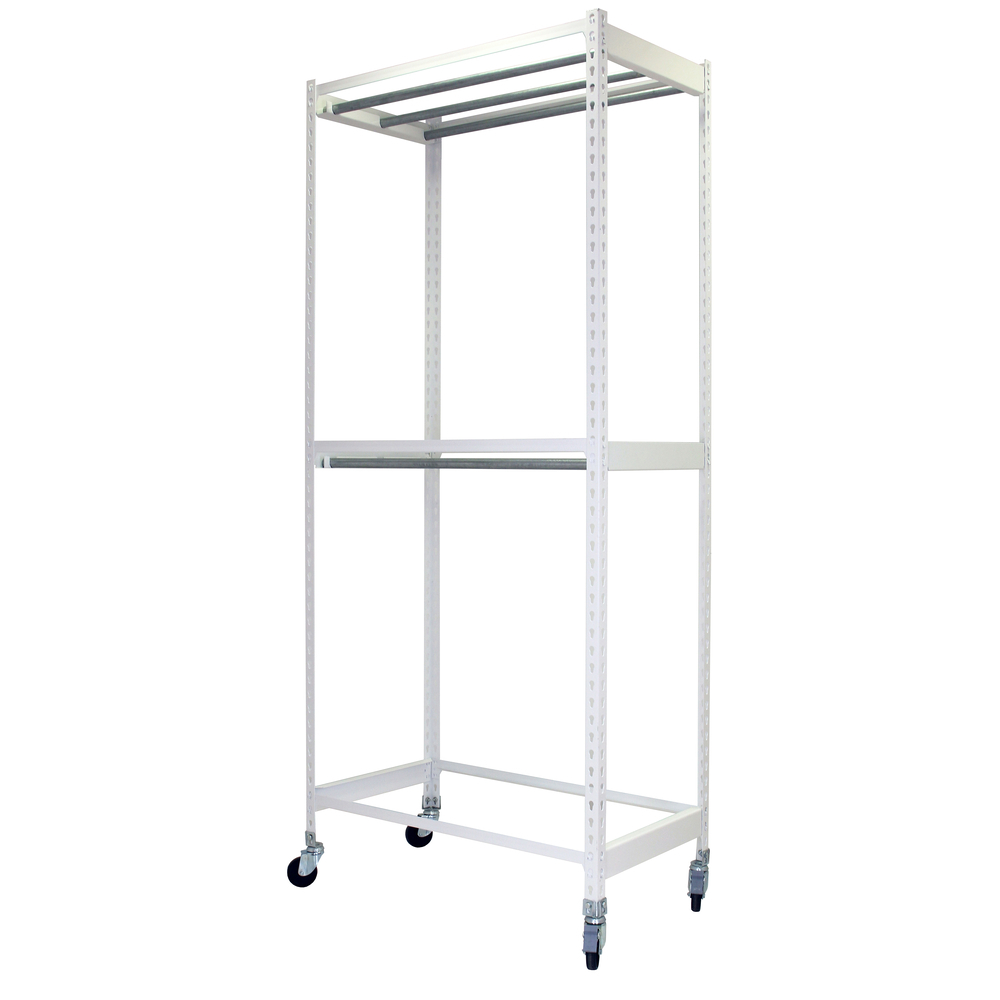 Rayonnage pour vêtements 3075x1200x750 - 2 niveaux Blanc - SIMON RACK - 8435104978702