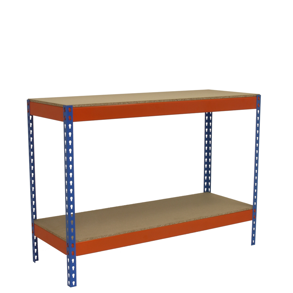 Kit établi Basic - 900x1500x750 - 2 niveaux Bleu/Orange/Bois - SIMON RACK - 8435104983614