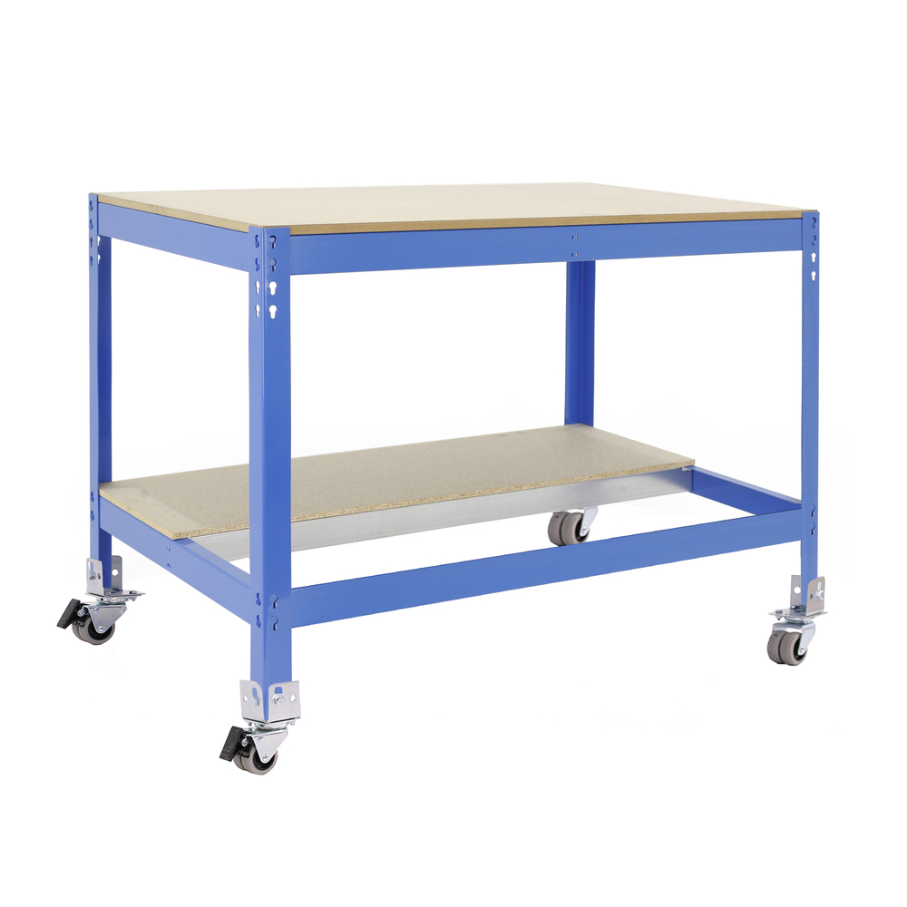 Kit établi mobile Bricolage - 917x910x610 - 2 niveaux Bleu/Bois - SIMON RACK - 8435104984383