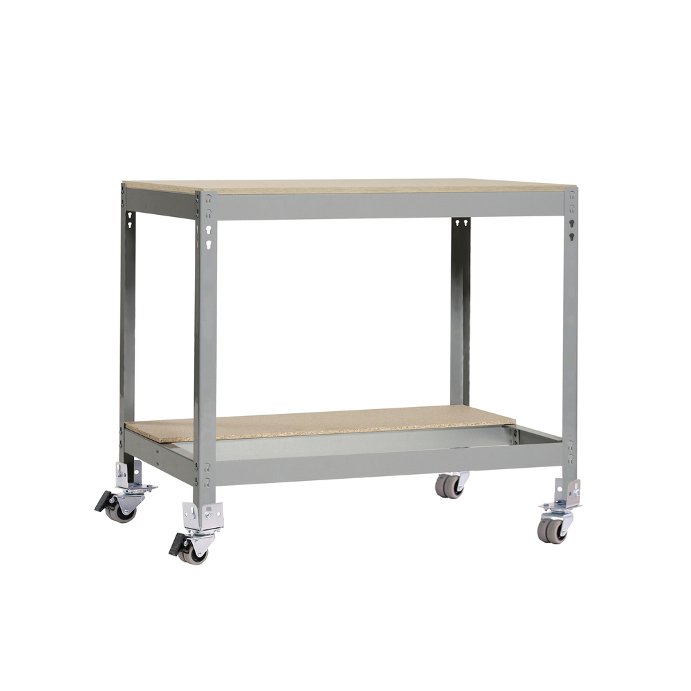 Kit établi mobile Bricolage - 917x1510x760 - 2 niveaux Gris/Bois - SIMON RACK - 8435104984420